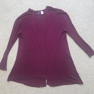 H&M DIVIDED SWEATER MAROON LONG CARDIGAN size 6
